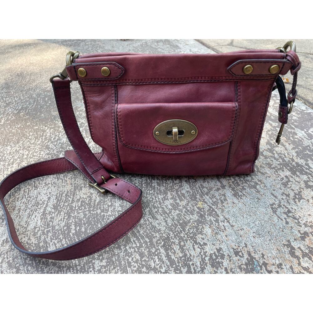 Fossil Burgundy Leather Crossbody Bag